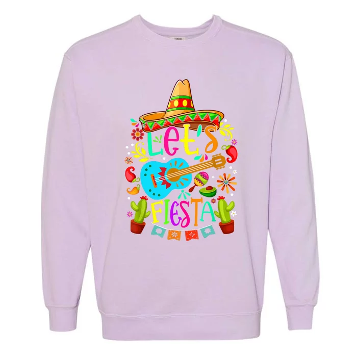 Cinco De Mayo Mexican Guitar Cactus Garment-Dyed Sweatshirt