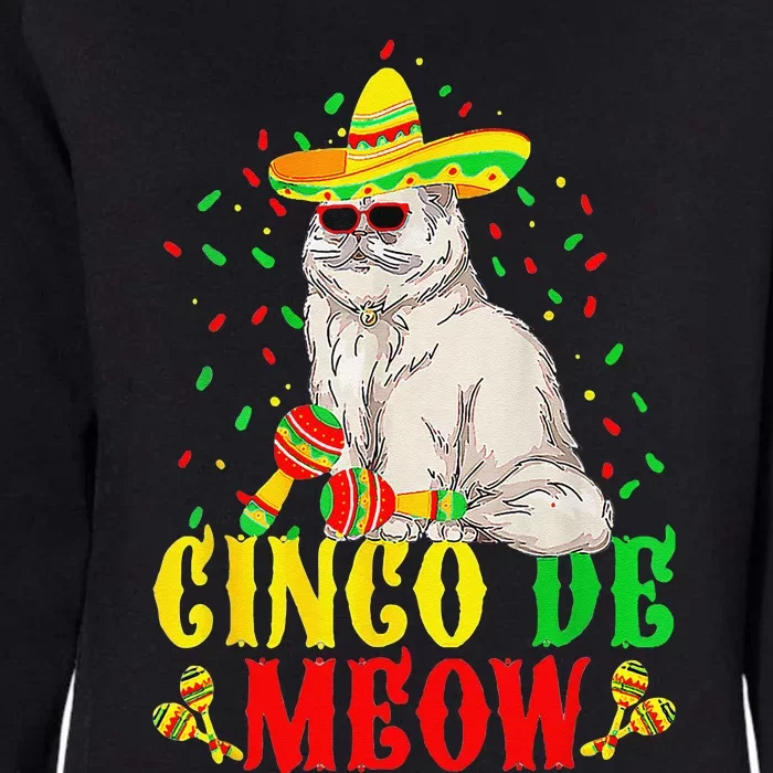 Cinco De Meow Cute Cinco De Mayo Cat Sombrero Mexican Fiesta Womens California Wash Sweatshirt