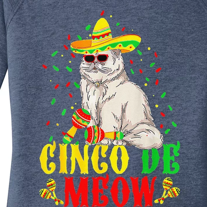 Cinco De Meow Cute Cinco De Mayo Cat Sombrero Mexican Fiesta Women's Perfect Tri Tunic Long Sleeve Shirt