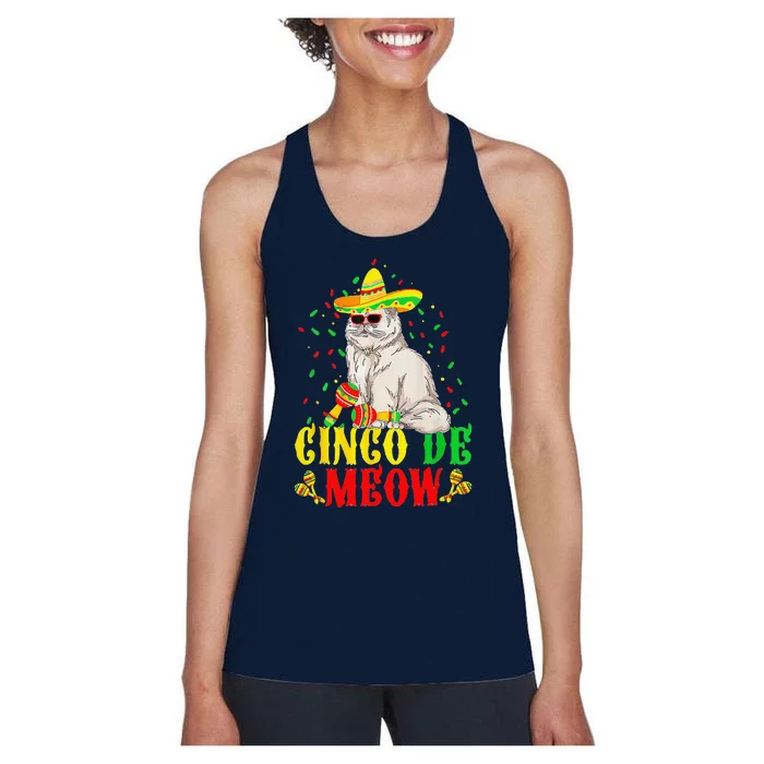 Cinco De Meow Cute Cinco De Mayo Cat Sombrero Mexican Fiesta Women's Racerback Tank