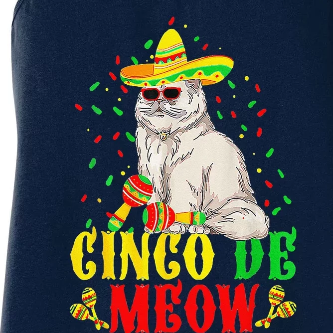 Cinco De Meow Cute Cinco De Mayo Cat Sombrero Mexican Fiesta Women's Racerback Tank