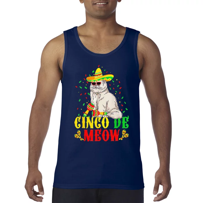 Cinco De Meow Cute Cinco De Mayo Cat Sombrero Mexican Fiesta Tank Top