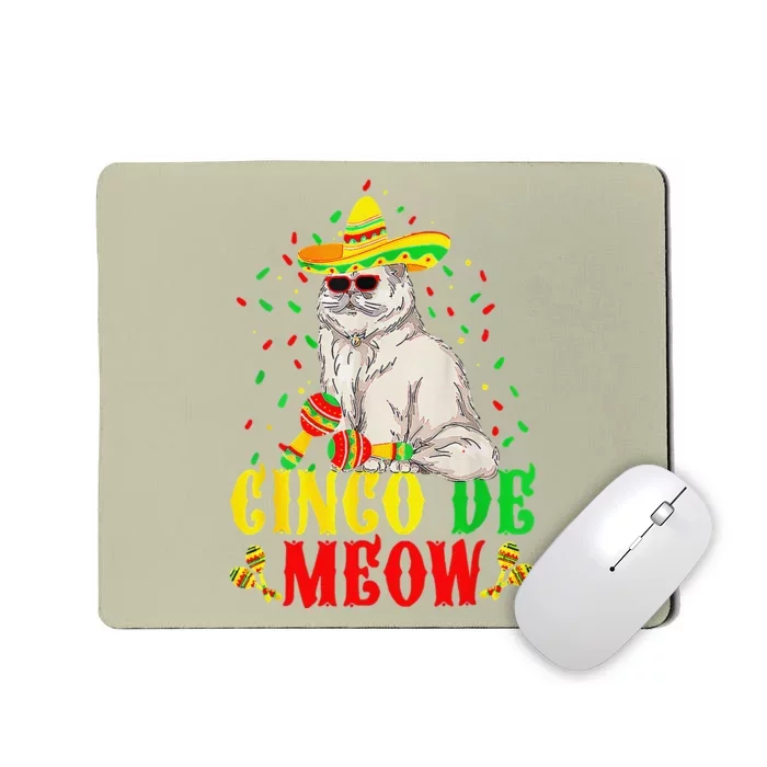 Cinco De Meow Cute Cinco De Mayo Cat Sombrero Mexican Fiesta Mousepad