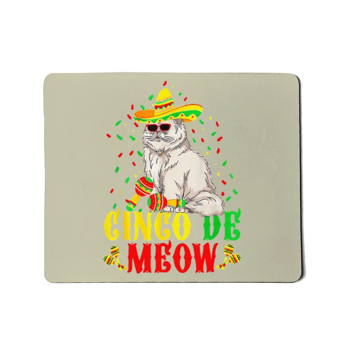 Cinco De Meow Cute Cinco De Mayo Cat Sombrero Mexican Fiesta Mousepad