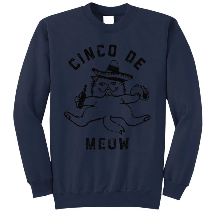 Cinco De Meow Fiesta Mexican Cat Taco Women Funny Gift Tall Sweatshirt