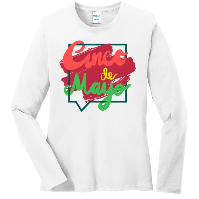 Cinco De Mayo Text Celebration Ladies Long Sleeve Shirt