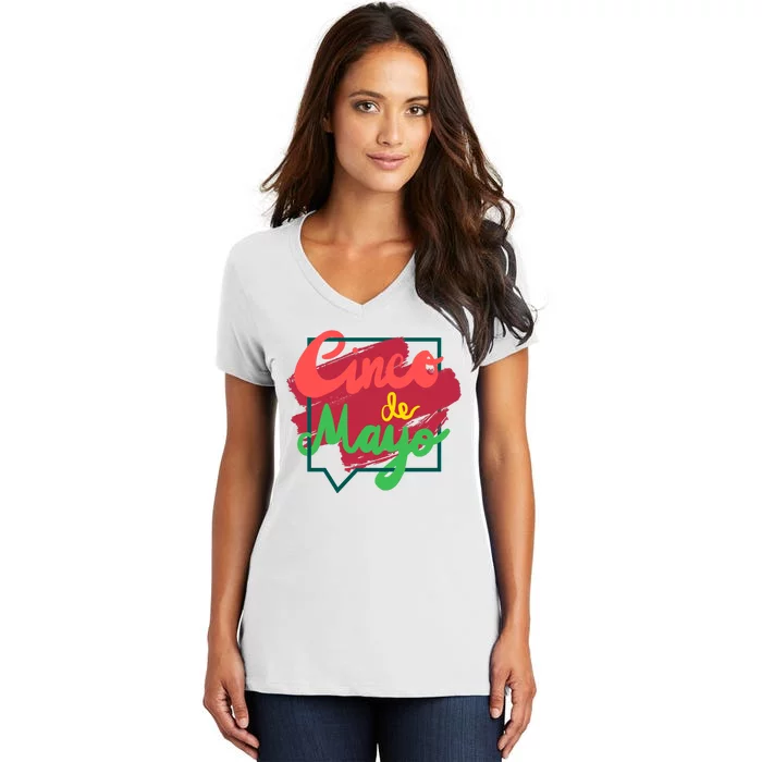 Cinco De Mayo Text Celebration Women's V-Neck T-Shirt