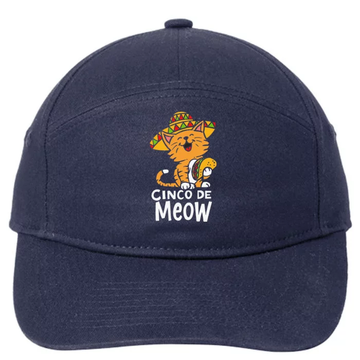 Cinco De Meow Cute Cinco De Mayo Sombrero Taco Cat Costume 7-Panel Snapback Hat