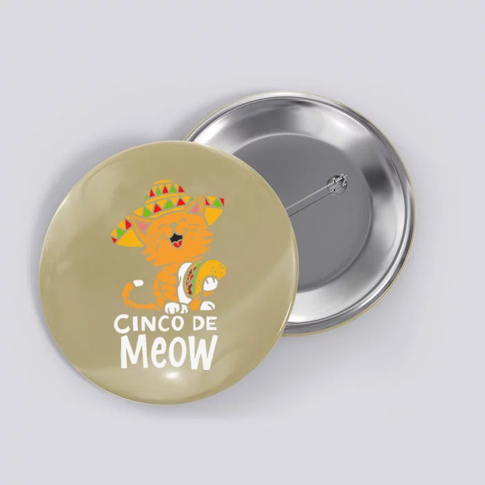 Cinco De Meow Cute Cinco De Mayo Sombrero Taco Cat Costume Button