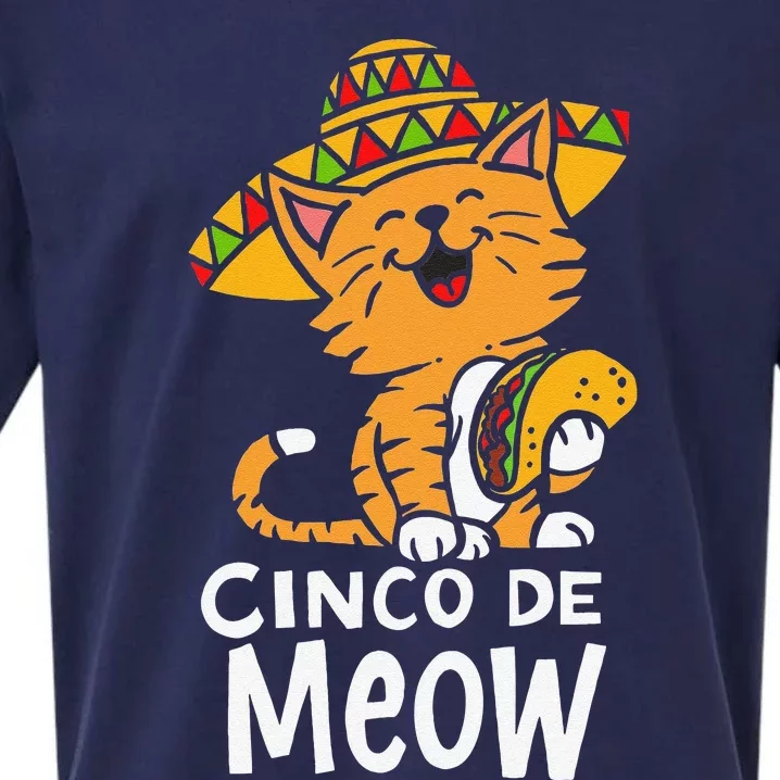 Cinco De Meow Cute Cinco De Mayo Sombrero Taco Cat Costume Sueded Cloud Jersey T-Shirt