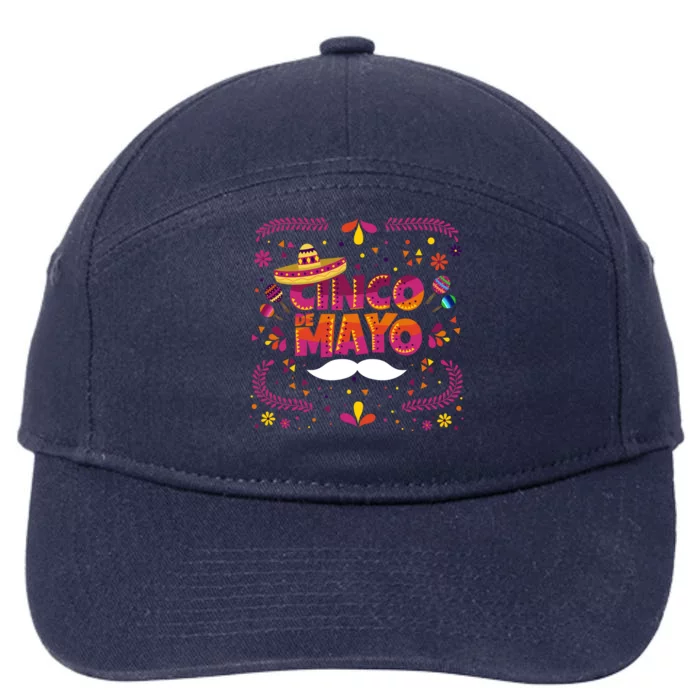 Cinco De Mayo Fiesta Mustache 7-Panel Snapback Hat