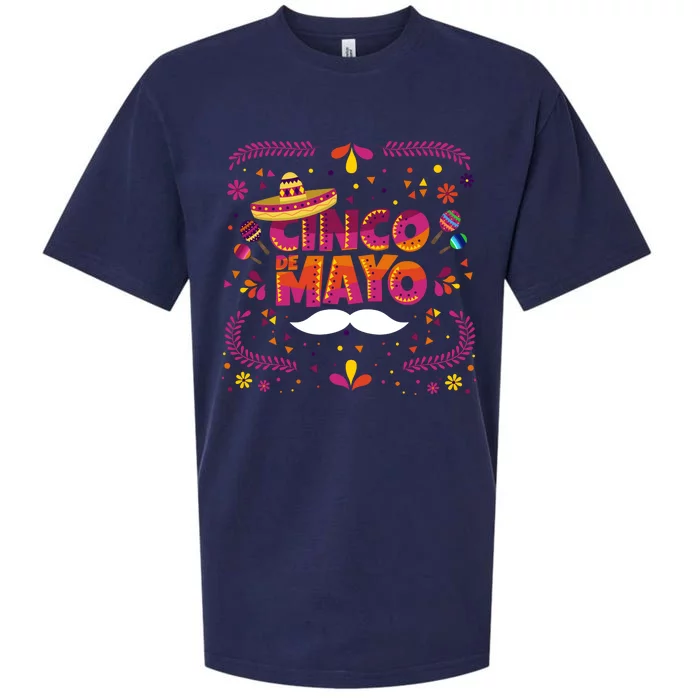 Cinco De Mayo Fiesta Mustache Sueded Cloud Jersey T-Shirt