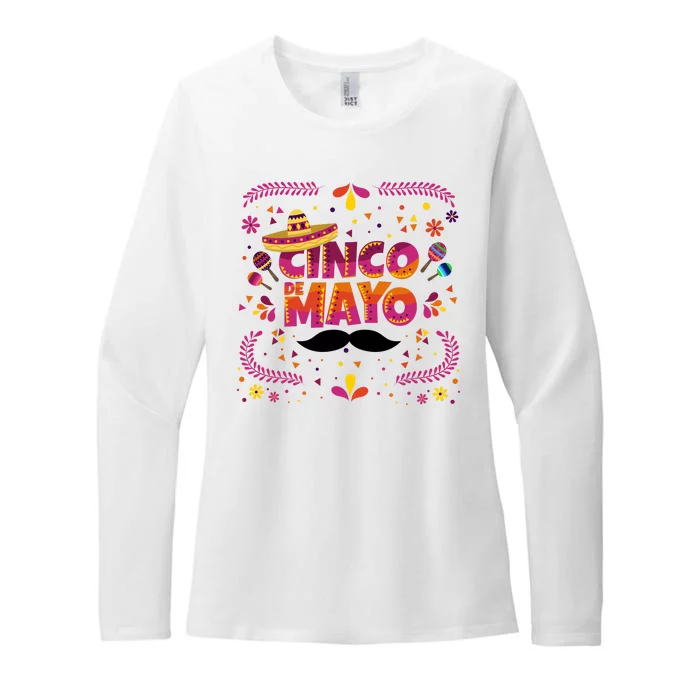 Cinco De Mayo Fiesta Mustache Womens CVC Long Sleeve Shirt