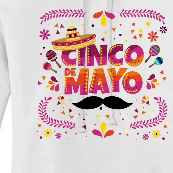 Cinco De Mayo Fiesta Mustache Women's Pullover Hoodie