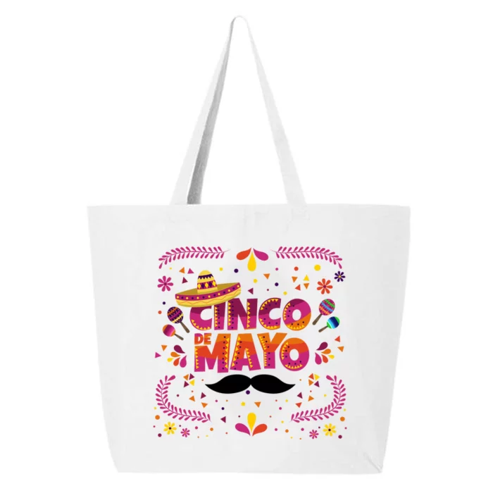 Cinco De Mayo Fiesta Mustache 25L Jumbo Tote