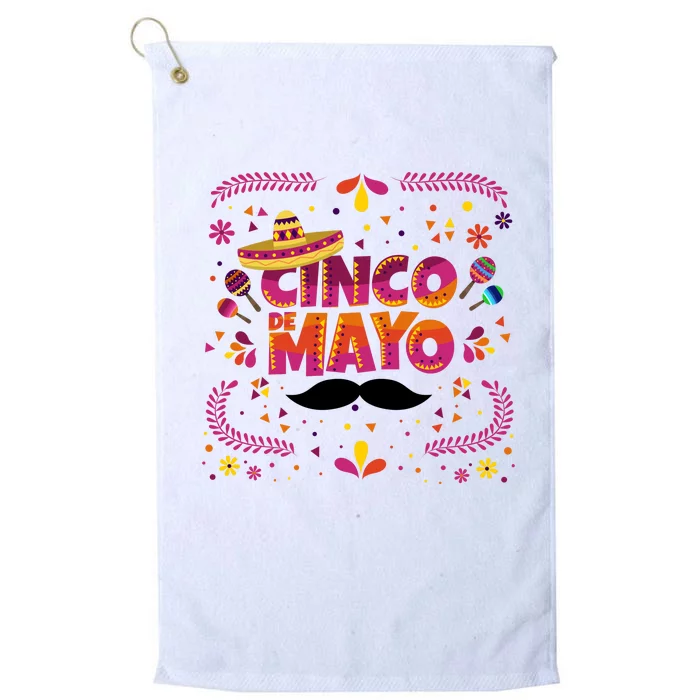 Cinco De Mayo Fiesta Mustache Platinum Collection Golf Towel