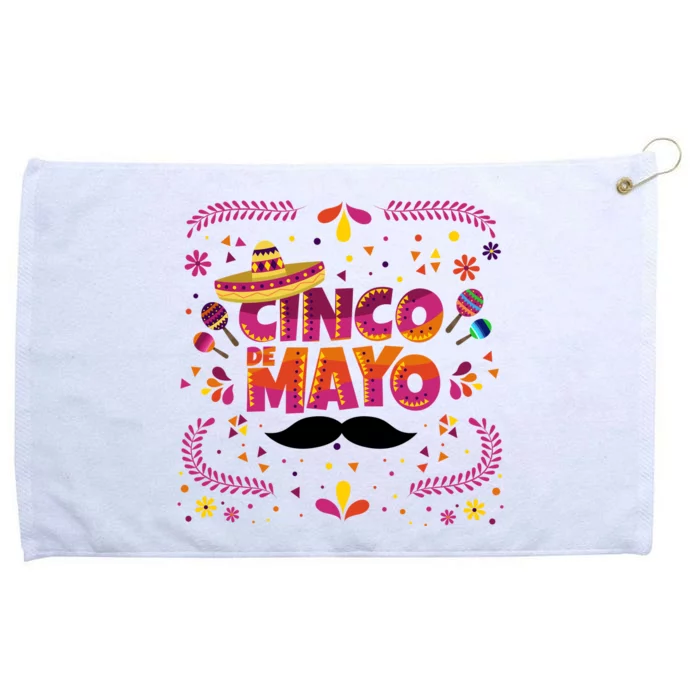 Cinco De Mayo Fiesta Mustache Grommeted Golf Towel