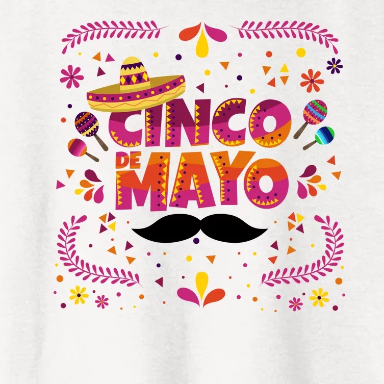 Cinco De Mayo Fiesta Mustache Women's Crop Top Tee