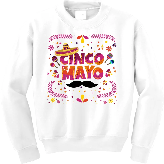 Cinco De Mayo Fiesta Mustache Kids Sweatshirt