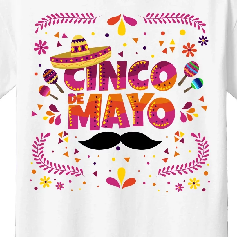 Cinco De Mayo Fiesta Mustache Kids T-Shirt