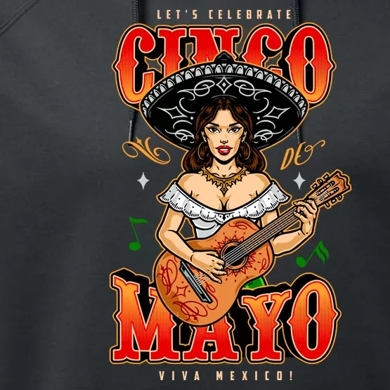 Cinco De Mayo Women Playing Banjo Performance Fleece Hoodie