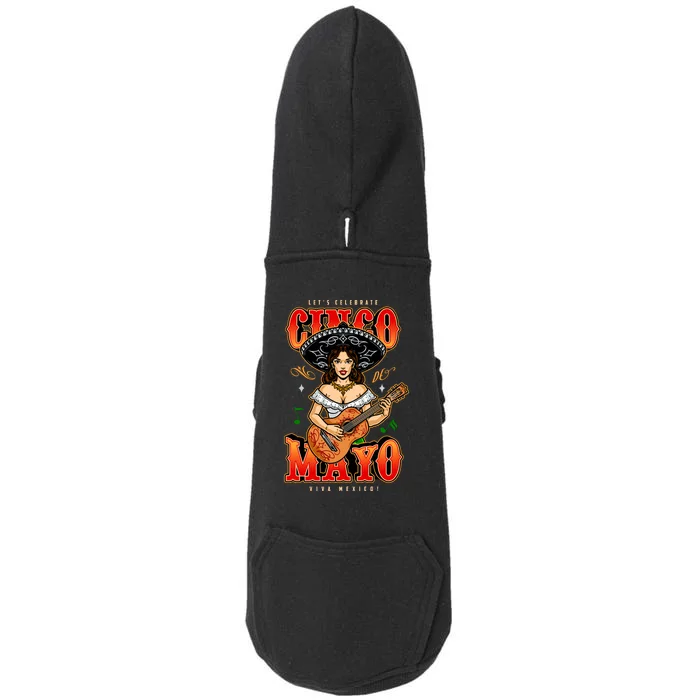 Cinco De Mayo Women Playing Banjo Doggie 3-End Fleece Hoodie