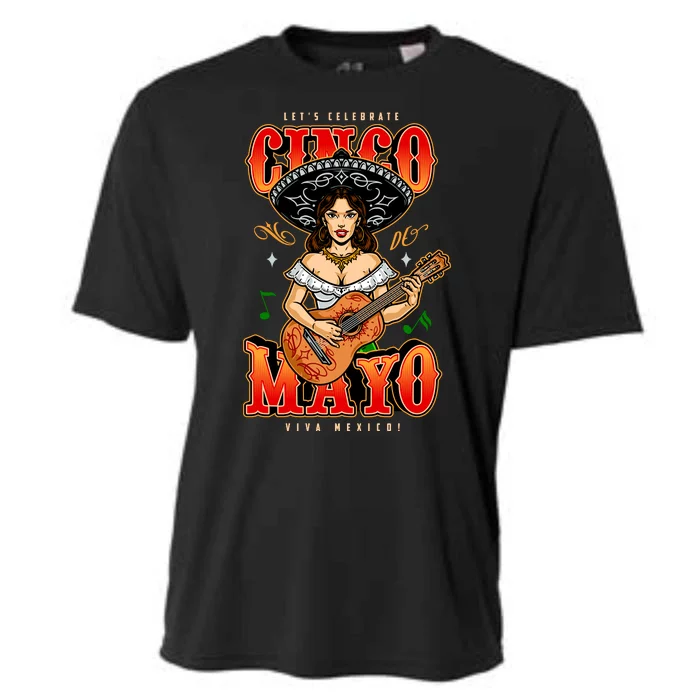 Cinco De Mayo Women Playing Banjo Cooling Performance Crew T-Shirt