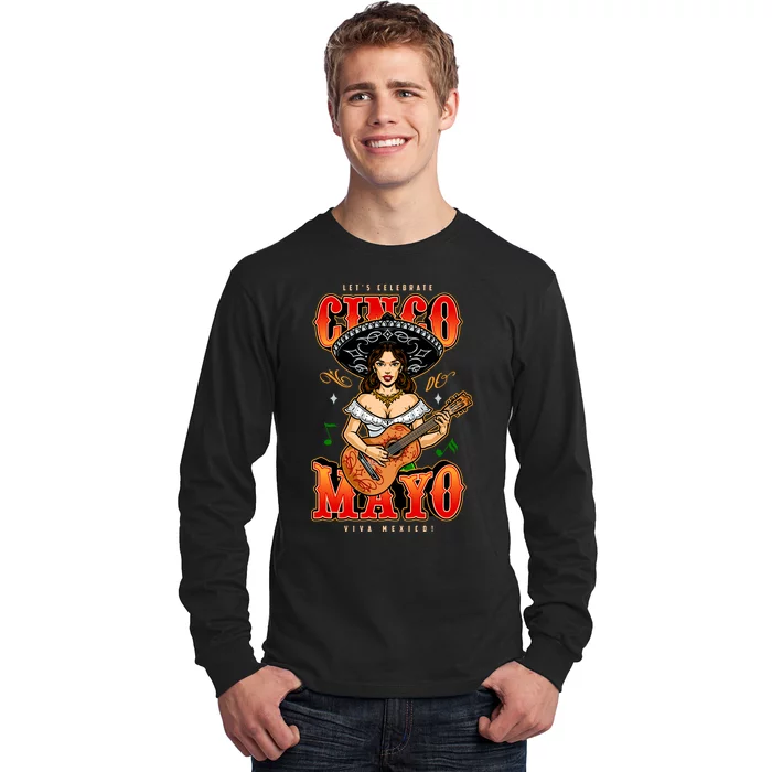 Cinco De Mayo Women Playing Banjo Long Sleeve Shirt