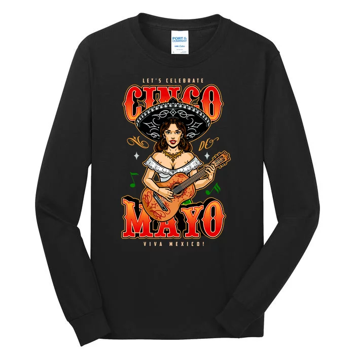 Cinco De Mayo Women Playing Banjo Tall Long Sleeve T-Shirt