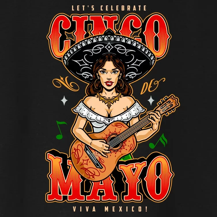 Cinco De Mayo Women Playing Banjo Women's Crop Top Tee