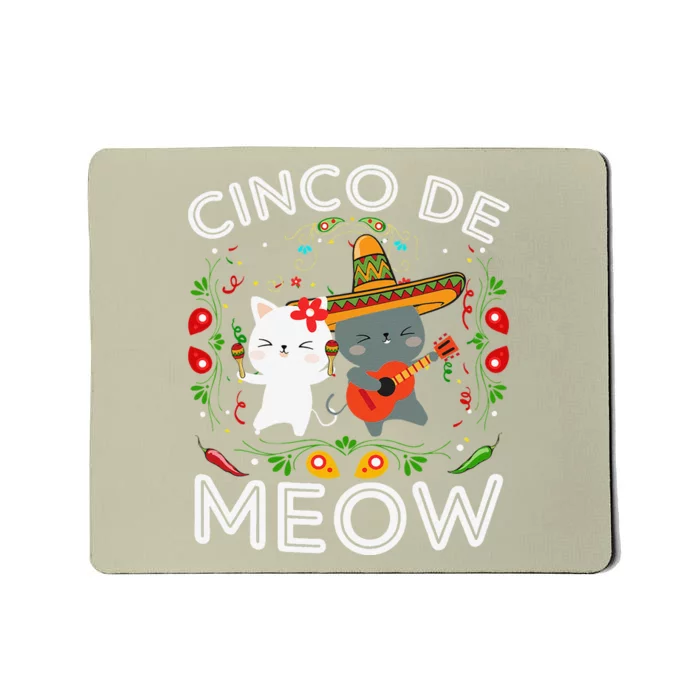 Cinco De Meow Mexican Kawaii Cat Kitten Mousepad