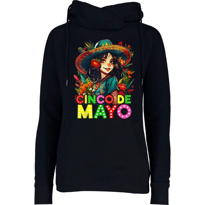 Cinco De Mayo Girl Mexican Fiesta 5 De Mayo Anime Girl Womens Funnel Neck Pullover Hood