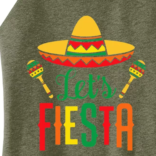 Cinco De Mayo Let's Fiesta Cactus Sombrero Hat Funny Gift Women’s Perfect Tri Rocker Tank