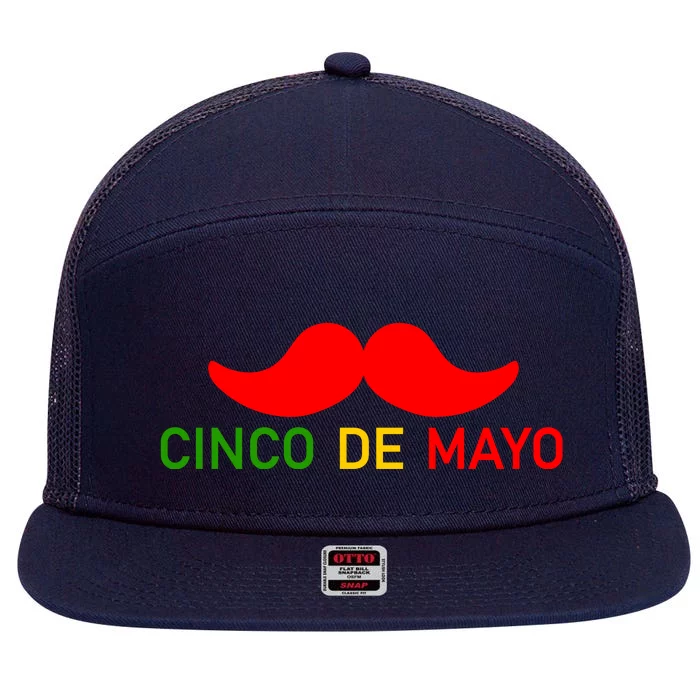 Cinco De Mayo Mustache Fiesta 7 Panel Mesh Trucker Snapback Hat