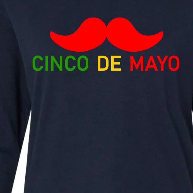 Cinco De Mayo Mustache Fiesta Womens Cotton Relaxed Long Sleeve T-Shirt