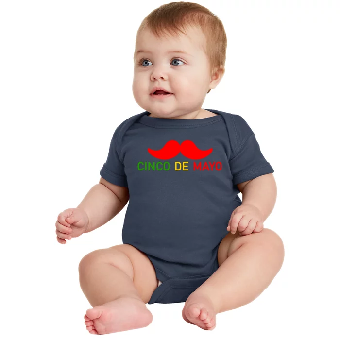 Cinco De Mayo Mustache Fiesta Baby Bodysuit