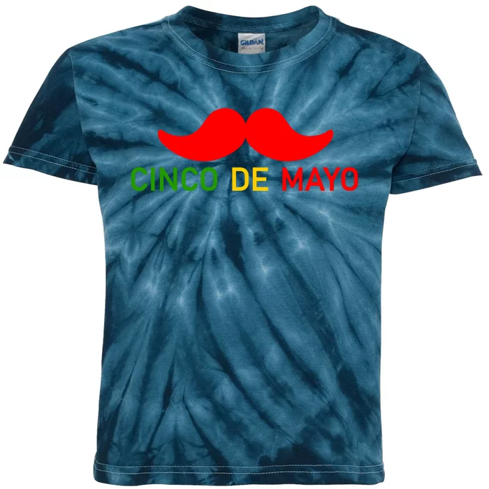 Cinco De Mayo Mustache Fiesta Kids Tie-Dye T-Shirt