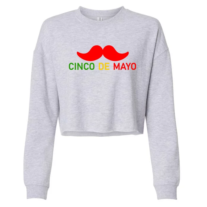 Cinco De Mayo Mustache Fiesta Cropped Pullover Crew