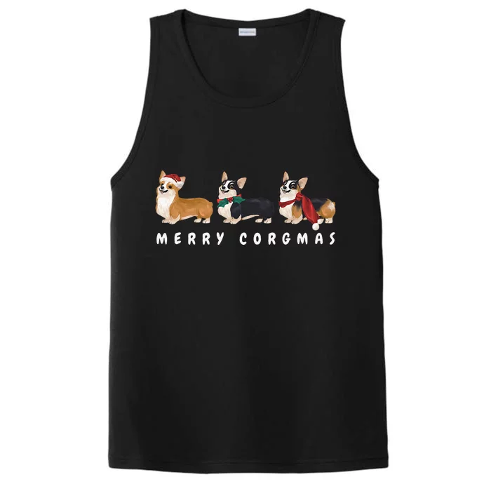 Corgi Dog Merry Corgmas Santa Corgi Ugly Christmas Sweater Performance Tank