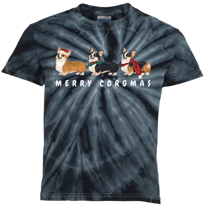 Corgi Dog Merry Corgmas Santa Corgi Ugly Christmas Sweater Kids Tie-Dye T-Shirt