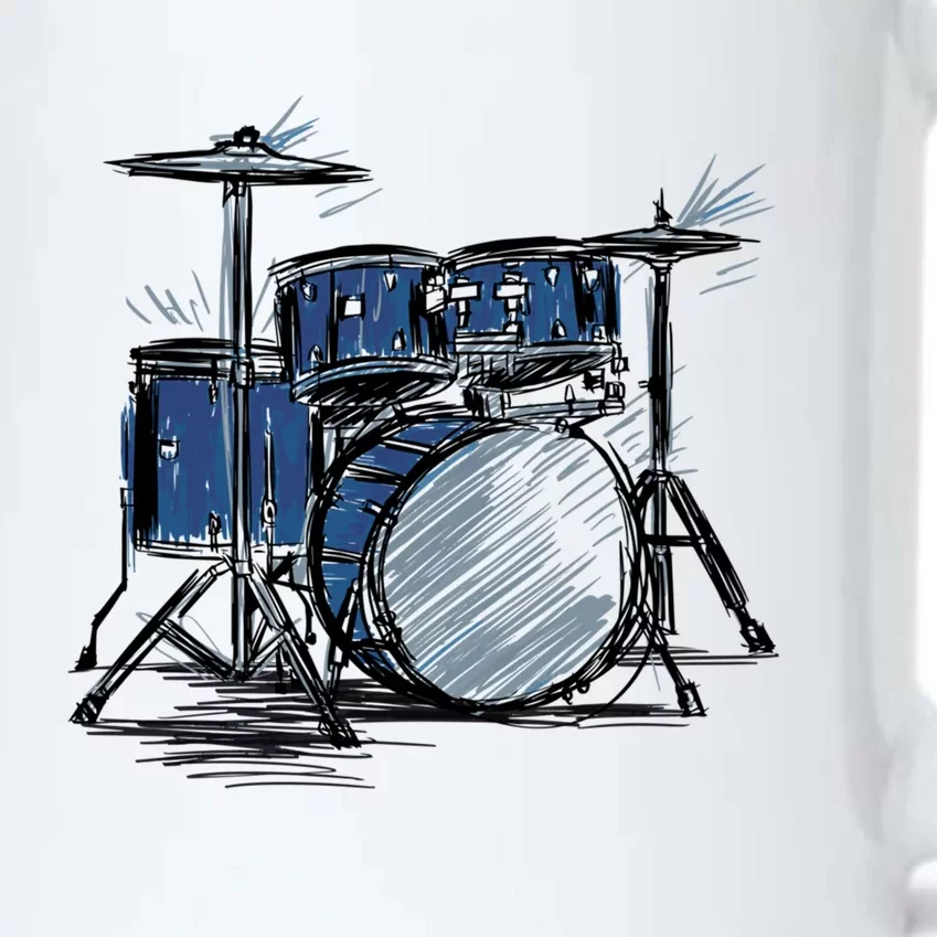 Cool Drummer Music Design Featuring A Sketch Of A Drum Kit Gift Black Color Changing Mug