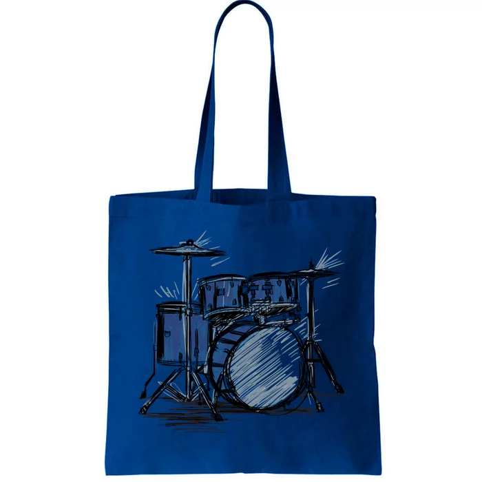 Cool Drummer Music Design Featuring A Sketch Of A Drum Kit Gift Tote Bag