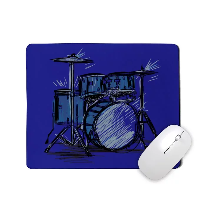 Cool Drummer Music Design Featuring A Sketch Of A Drum Kit Gift Mousepad