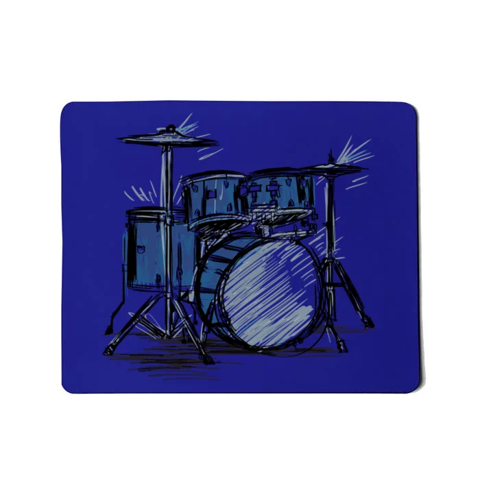 Cool Drummer Music Design Featuring A Sketch Of A Drum Kit Gift Mousepad