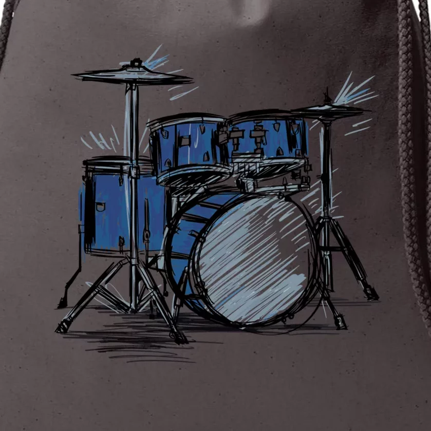 Cool Drummer Music Design Featuring A Sketch Of A Drum Kit Gift Drawstring Bag