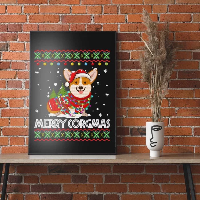 Corgi Dog Merry Corgmas Santa Corgi Ugly Christmas Sweater Poster