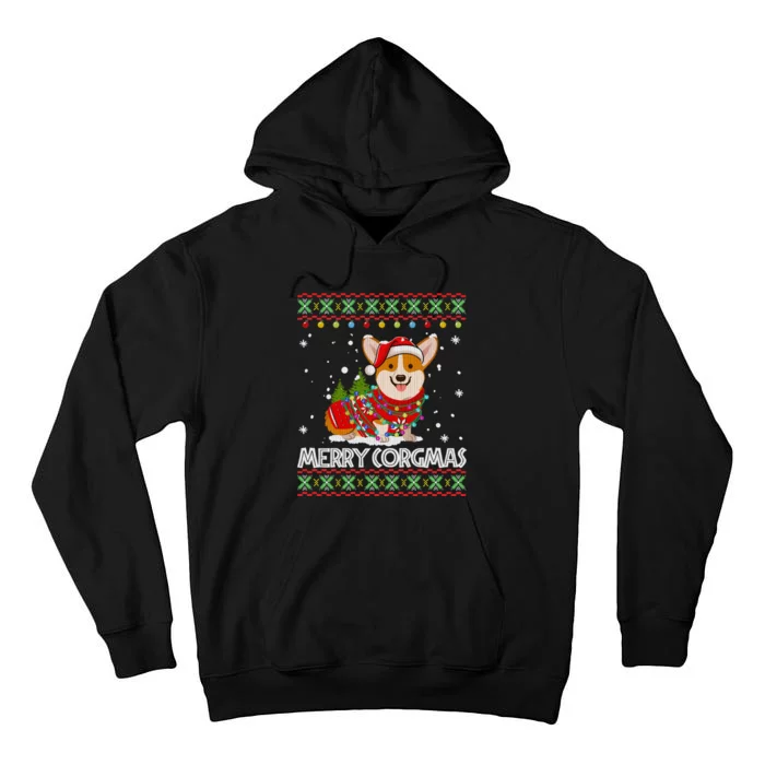 Corgi Dog Merry Corgmas Santa Corgi Ugly Christmas Sweater Tall Hoodie