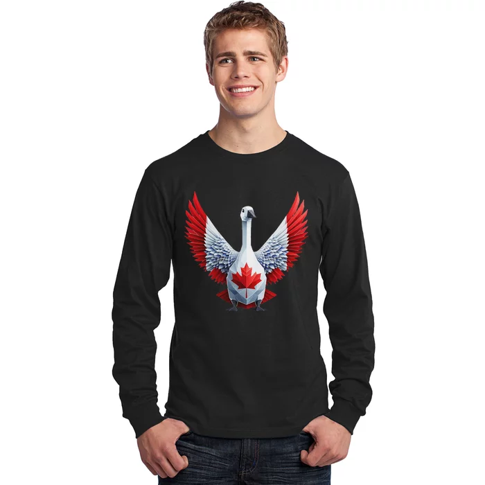 Canada Day Maple Leaf Bird Design Long Sleeve Shirt