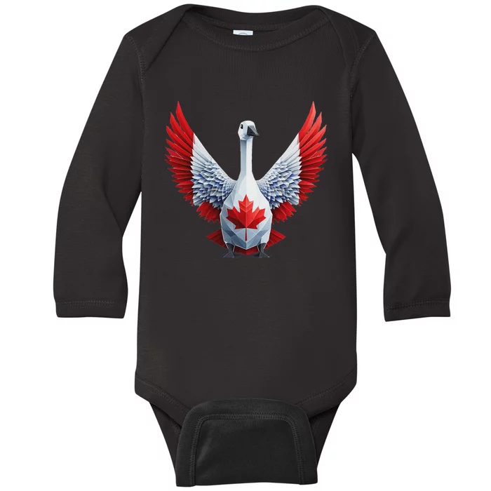 Canada Day Maple Leaf Bird Design Baby Long Sleeve Bodysuit