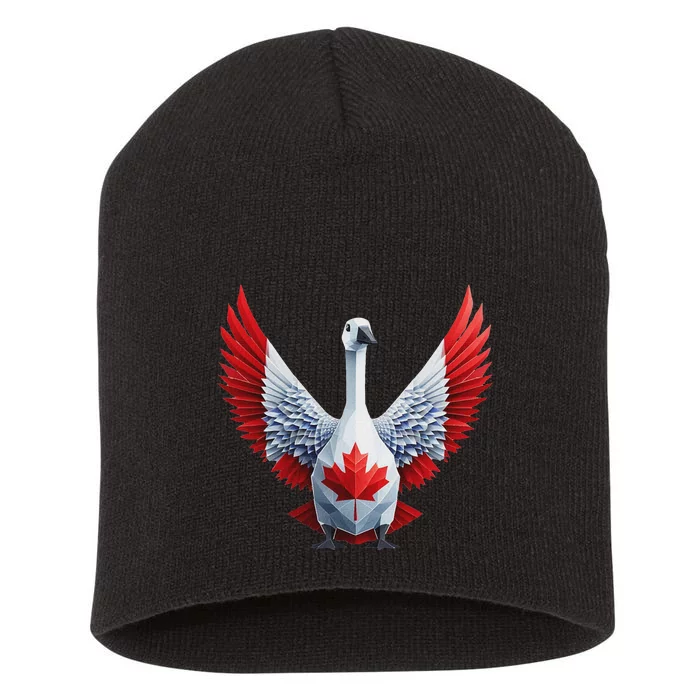 Canada Day Maple Leaf Bird Design Short Acrylic Beanie